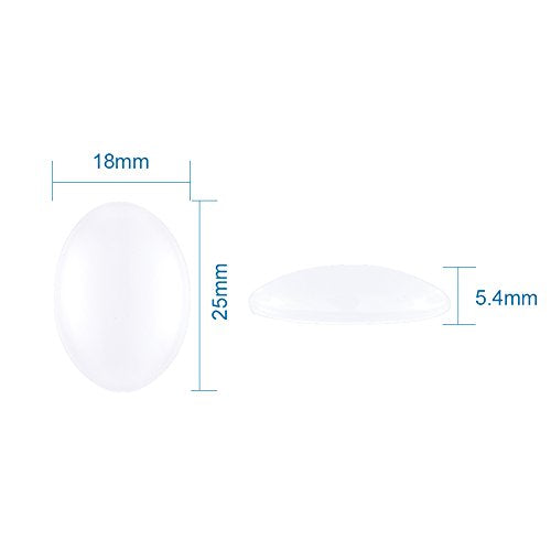 Craftdady 200Pcs Transparent Glass Cabochons 25x18mm Oval Clear Glass Flat Back Dome Tile Cabochons Covers for Photo Pendant Jewelry Making - color: Transparent Clear, size: 25x18mm Oval