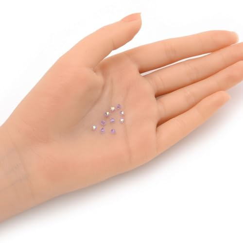 100pcs Authentic Preciosa 3mm (0.12 Inch) Small Faceted Bicone Crystal Loose Beads Violet AB Compatible with Swarovski Elements Crystals for Jewelry Making Pre-B359 - color: Violet AB, size: 3mm (0.12 Inch) - 100pcs