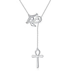 Long Necklace Sterling Silver Larait Bar Y Lariat Long Chain Drop Adjustable Necklace Gift for Her, 30" - style: Long Eye of Horus Necklace