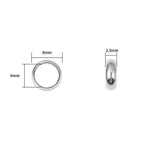BEADIA Stainless Steel Spacer Beads 8x2.5mm Rondelle Loose Charm Caps Beads for DIY Jewelry Making 50pcs with 6mm Hole - color: 8x2.5mm 6mm