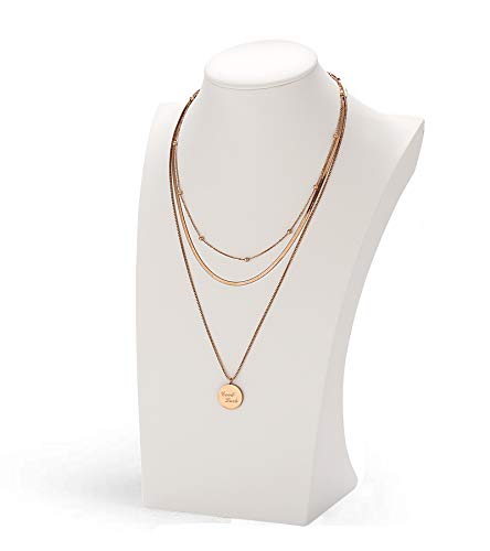 Polmart H3 Necklace Display Bust (White Leatherette, 11 ⅞”H) - color: White Leatherette, size: 11⅞"H