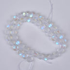 48PCS 8mm Natural Mystic Aura Quartz Gemstone Frosted Matte Titanium Opalite White Rainbow Round Loose Beads 15 inch Full Strand - color: White Mystic Aura, size: 8mm