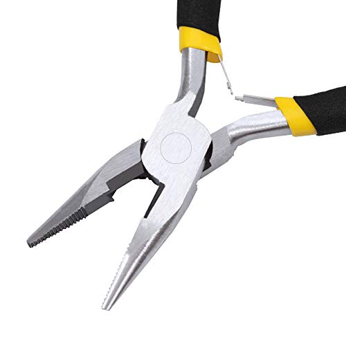 Mini Long Nose Pliers with Wire Cutter 5 Inch Serrated Jaw Mini Beading Pliers for Jewelry Making Micro Precision DIY Handcraft Tool - size: Long Nose