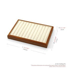11 Slots Solid Wood Jewelry Tray Microfiber Ring Earring Drawer Organizer Holder for Storage Display (Cream White) - style: 11 Slot