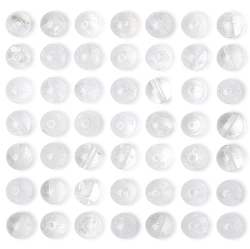 QINJIEJIE 100PCS Clear Crystal Beads 8mm Natural Stone Beads Round Loose Gemstone Bead for Bracelet Beading Crystal Jewelry Making DIY Necklace Earrings 0.32" - color: Clear Crystal, size: 100PCS