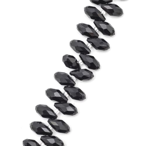 200pcs Czech 12mm Faceted Teardrop Briolette Crystal Glass Loose Beads Pendant Drop Spacer Bulk Jet Black for DIY Jewelry Making CCT2-23 - color: Jet black, size: 12x6mm - 200pcs
