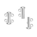 1pc Adabele Authentic Sterling Silver 2 Strands Multi-Strand Slide Lock Tube Clasp Set Tarnish Resistant for DIY Layering DIY Jewelry Making SS92-2 - color: White Gold/Rhodium Plated Sterling Silver, size: 2-Strand clasp - 1pc
