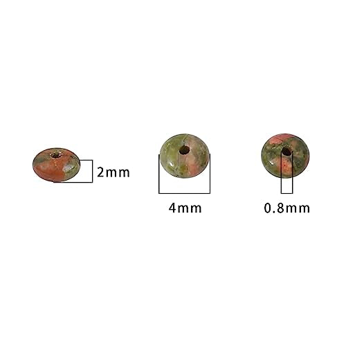 BEADIA Natural Unakite Disk Stone Beads 4x2mm 160pcs Rondelle Loose Semi Gemstone Beads for Jewelry Making Design - color: Unakite