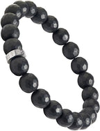 Forge & Foundry Faceted Matte Black Onyx Stone Beaded Bracelet | Custom Signature Stainless Steel Bead | ‘Pindar’ | 8mm and 10mm Bead Desgins | Refined Hand-Crafted Jewelry - color: Black, size: Medium