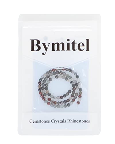 Bymitel 90 pcs Natural Genuine Real Round Loose Stone Beads Gemstone Spacers for Charm DIY Jewelry Making 15.5" per Strand 4mm (Bloodstone, 4mm) - color: Bloodstone, size: 4mm