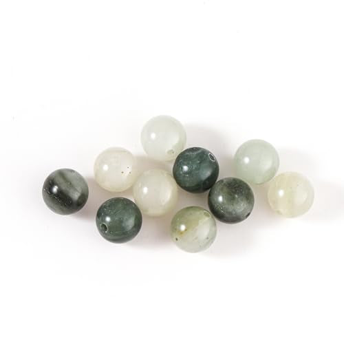 100Pcs Natural Stone 8mm Green Grass Jade Round Loose Gemstone Energy Healing Beads Hole Size 1mm DIY Smooth Beads for Bracelet Necklace Earrings Jewelry Making - color: Green Grass Jade, size: 8mm