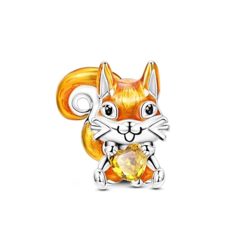 LAZA 925 Sterling Silver Charm for Bracelet Necklace Dangle Love Mom Butterfly Party Charm Beads Pendants DIY Jewelry for Women - color: Lovely Cute Squirrel
