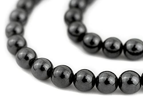 TheBeadChest Round Non-Magnetic Hematite Beads (8mm): Organic Gemstone Round Spherical Energy Stone Healing Power Crystal for Jewelry Bracelet Mala Necklace Making - color: Non-magnetic Hematite, size: 8mm