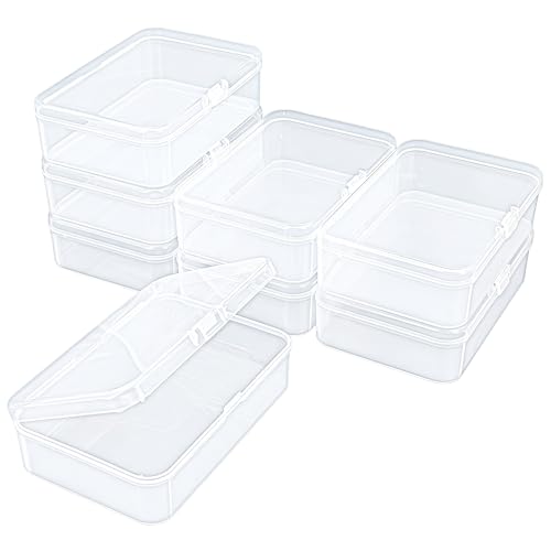 8 Pack Rectangular Clear Plastic Storage Containers Box with Hinged Lid for Beads and Other Small Craft Items (4.92 x 3.35 x 1.38 inch) - size: 4.92 x 3.35 x 1.38 inch
