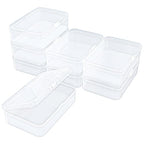 8 Pack Rectangular Clear Plastic Storage Containers Box with Hinged Lid for Beads and Other Small Craft Items (4.92 x 3.35 x 1.38 inch) - size: 4.92 x 3.35 x 1.38 inch