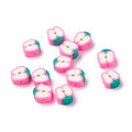 50PCS Handmade Polymer Clay Beads Pink Apple Slice Shape Loose Beads Fruit Theme Spacer Beads for DIY Bracelet Necklace Earring Charm Jewelry Making Hole 1.6mm - color: Pink Apple