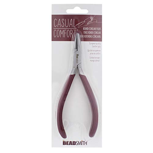 The Beadsmith Half Round/Half Concave Pliers – 6-Inches (152 mm) Jewelry-Making Tool w/Polished Steel Head, PVC Comfort Grip, & Double-Leaf Springs