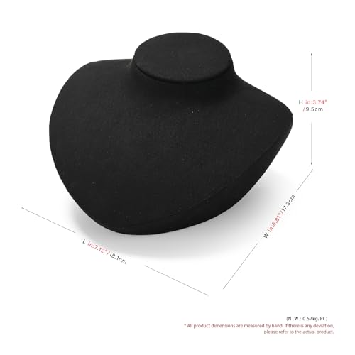 Microfiber Jewelry Bust Display Necklace Pendant Stand for Showcase (Black) - color: Black