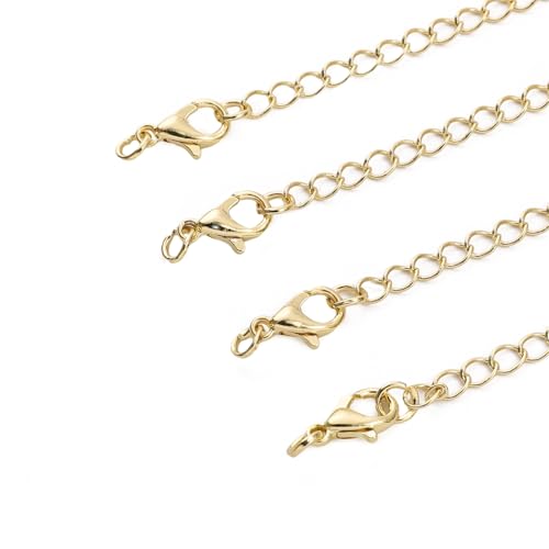 BEADIA 14K Gold Plated Extender Chains 75mm 20pcs 3D Star Extension Tail Chains for Jewelry Making Findings - color: 3D Star