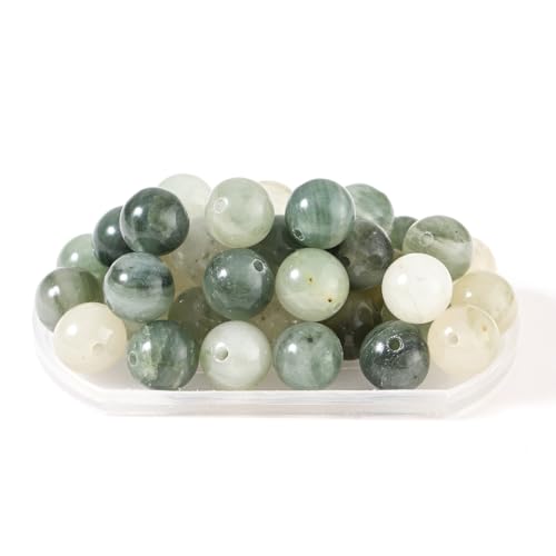 100Pcs Natural Stone 6mm Green Grass Jade Round Loose Gemstone Energy Healing Beads Hole Size 1mm DIY Smooth Beads for Bracelet Necklace Earrings Jewelry Making - color: Green Grass Jade, size: 6mm