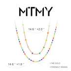 MTMY Beaded Necklaces for Women 14K Gold Plated Dainty Colorful Green/Rose Beaded Pearl Choker Necklace Delicate Boho Choker Necklace Jewelry Gift - style: Layer-colorful beads