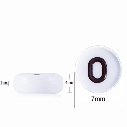 Amaney 500pcs Number Beads 7x4mm 0-9 Heart # White Acrylic Plastic Round Shape Loose Beads - color: White-#, size: 7x4mm