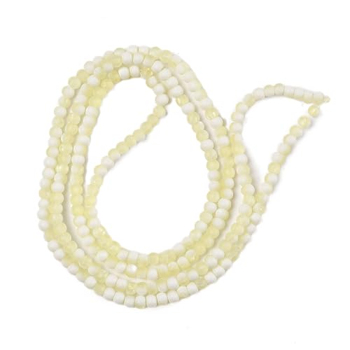 KISSITTY 50pcs Matte Beads Gradient Color Glass Frosted Crystal 4mm Rondelle Light Goldenrod Yellow Center Drilled Loose Craft Beads for Jewelry Making Earring Bracelet Necklace DIY Crafts - color: Light Goldenrod Yellow
