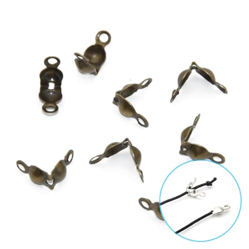 1400 Pieces Brass Tube Crimp Beads Wire Guardians Crimp Bead Knot Covers Bead Tips Knot Covers for DIY Bracelets Necklaces Jewelry Making Crafts Supplies(Bronze) - color: Bronze