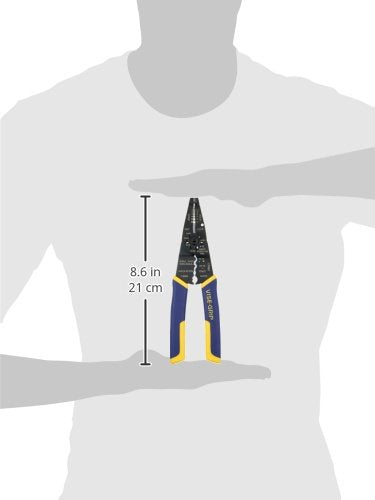 IRWIN Vise-Grip Wire Stripper, 8 inch, Cuts 10-22 AWG, Plier Style Nose, ProTouch for Maximum Comfort (2078309), Blue/Yellow