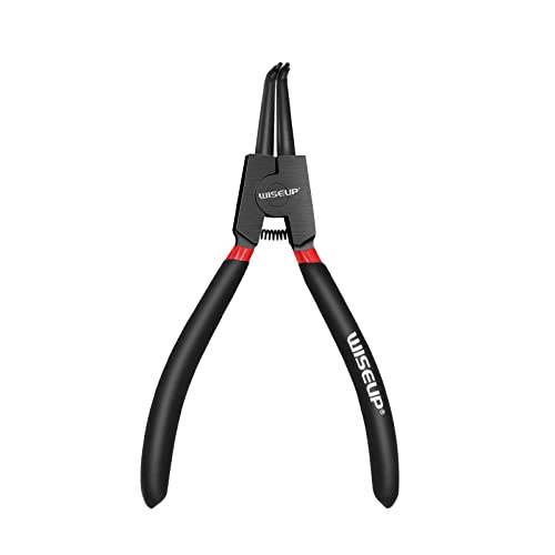 WISEUP Circlip Pliers 7 inch, Bent External Tips (Tip Diameter 1/20") Snap Ring Pliers Heavy Duty for C Clip Remover Retaining - color: Bent Tip External Pliers, size: 7 inch