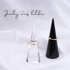 2PCS Cone Shape Acrylic Jewelry Ring Display Holder - Clear and Black Finger Stand Support, Decorative Stands for Wedding Rings