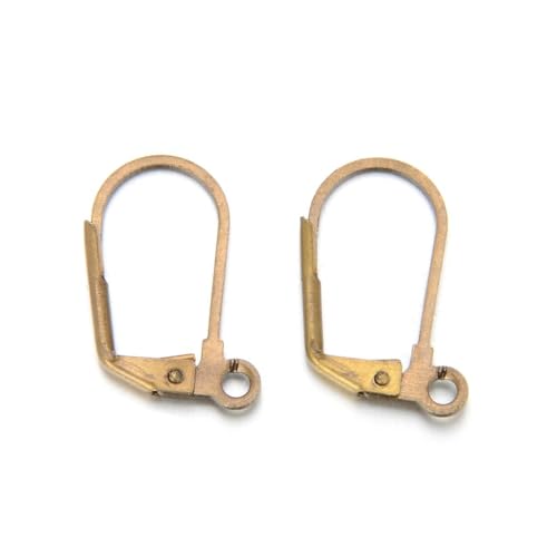 Adabele 100pcs Hypoallergenic Earring Hooks Leverback Ear Wire 19mm Long Antique Bronze Plated Brass for DIY Craft Earrings Jewelry Making CF195-4 - color: Antique Bronze/design #2, size: 19mm (100pcs)