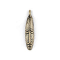 TheBeadChest Elongated Mask Brass Pendant from Africa (47x11mm): Genuine West African Mask Design for DIY Jewelry & Necklaces - color: Brass, size: Elonaged Charm (45x10mm)