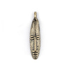 TheBeadChest Elongated Mask Brass Pendant from Africa (47x11mm): Genuine West African Mask Design for DIY Jewelry & Necklaces - color: Brass, size: Elonaged Charm (45x10mm)