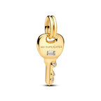 Mother Heart Charms for Bracelets Love Mom Flowers Charm Jewellery for Women - style: Gold key