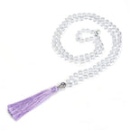 Adabele Premium 108 Mala Beads Malas Necklace - Natural Healing Gemstone Tibetan Buddhist Japa Prayer Meditation Reiki Chakra Stone Quartz Rock Women Men Jewelry - style: Grade A White Quartz/Clear Crystal
