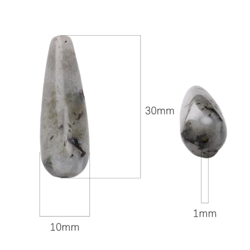 BEADIA Natural Spectrolite Teardrop Stone Beads 10x30mm 12pcs Dangle Earring Charm for DIY Jewelry Making - color: Spectrolite