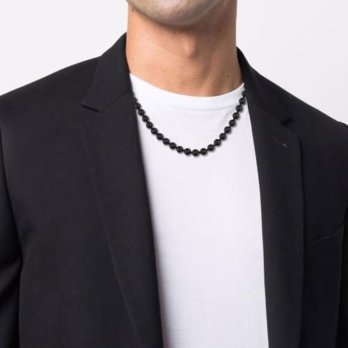 GAVU Hand-knotted Men's Beaded Necklace, Crystal Necklace for Men - color: Matte Onyx, size: 24"