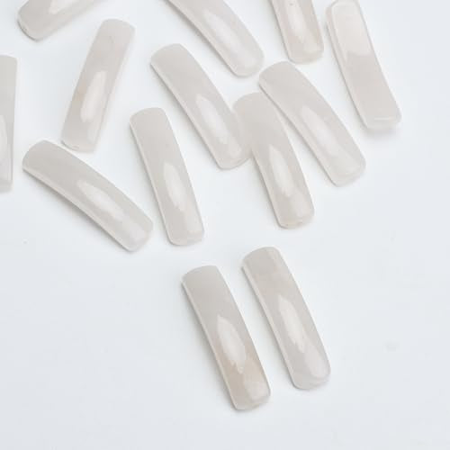 BEADIA Natural Curved White Agate Stone Beads 36x10mm 4pcs for DIY Bracelet Jewelry Making - color: White Agate