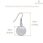 BEADNOVA Cabochon Setting Earring Hook 60pcs Blank Earring Bezel 10mm Stainless Steel Cabochon Setting Ear Wire Hook with Rubber Backs for Resin DIY Earwire Making (10mm, 60pcs) - color: 60pcs, size: 10mm