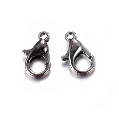 HDSupplies 100 Pieces - Lobster Clasps - Gunmetal Black - 16x8mm / 2mm Hole - color: Gunmetal Black, size: 16x8mm