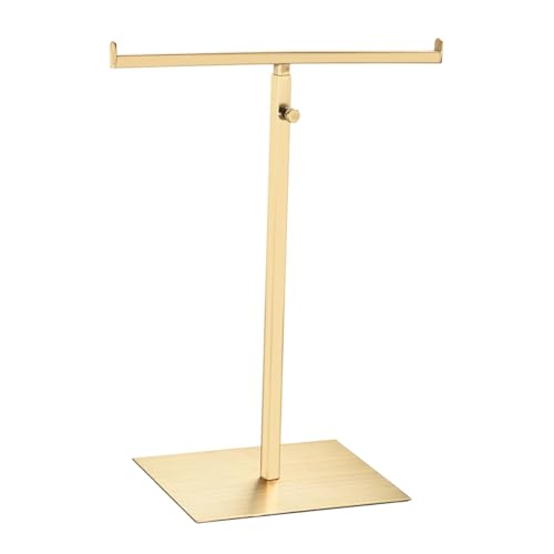 uxcell Purse Display Stand T Shaped Metal Adjustable Handbag Rack Double Hook Holder Necklace Organizer for Home Boutique Store - Gold - color: Gold