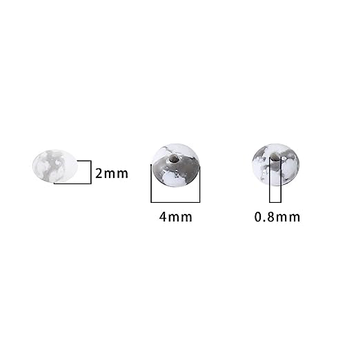 BEADIA Natural White Howlite Disk Stone Beads 4x2mm 160pcs Rondelle Loose Semi Gemstone Beads for Jewelry Making Design - color: White Howlite