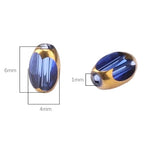 Glass Rice Beads Clear Royal Blue 4x6mm 50pcs Faceted Oval Golden Edge Crystal Loose Beads for DIY Craft Jewelry Making - color: Clear Royal Blue