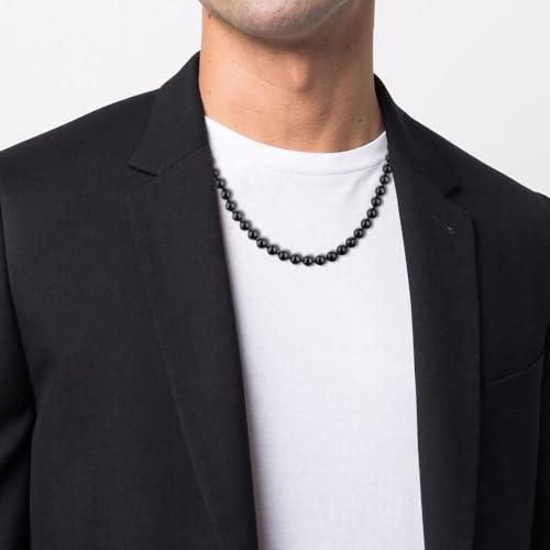 GAVU Hand-knotted Men's Beaded Necklace, Crystal Necklace for Men - color: Onyx, size: 24"