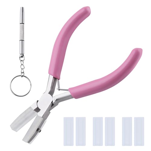 5-Inch Double Nylon Jaw Pliers with 3 Pairs of Replacement Tips and a Screwdriver, Flat Nylon Jaw Pliers for Jewelry Making, Spring Loaded Soft Nose Plier Wire Straightener Wire Wrapping Tool - style: 5-Inch Double Nylon Jaw Pliers Set