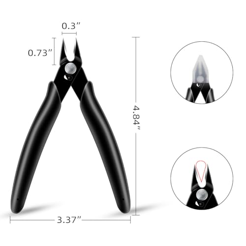 Precision Wire Cutters Flush Cut Pliers Side Cutter Diagonal Small Wire Snips for Jewelry Making Electronics Micro Ultra Sharp (Black)