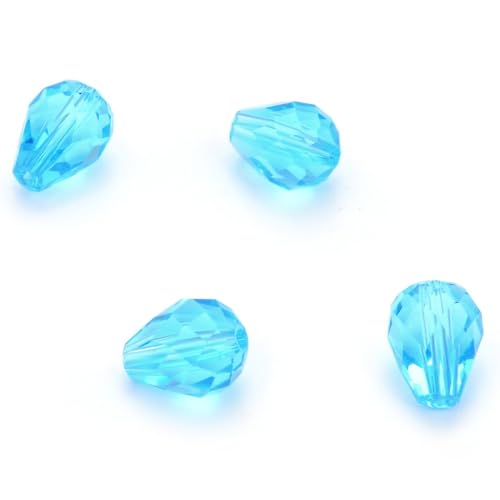 24pcs Adabele Austrian 8mm Faceted Teardrop Loose Crystal Beads Aquamarine Blue Compatible with 5500 Swarovski Crystals Preciosa SST-810 - color: Aquamarine Blue, size: 8mm x 6mm - 24pcs