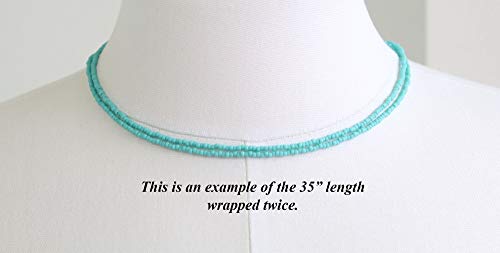 Handmade Matte Turquoise Seed Bead Necklace, Thin 1.5mm Single Strand