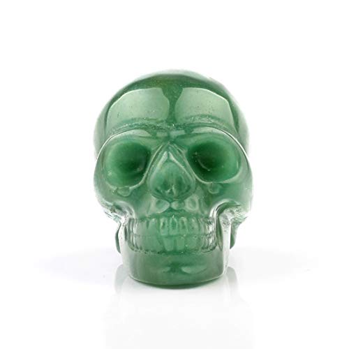 50mm Green Aventurine Carved Skull Crystal Reiki Healing Statue Collectible Figurine Charka Stone - color: Green Aventurine